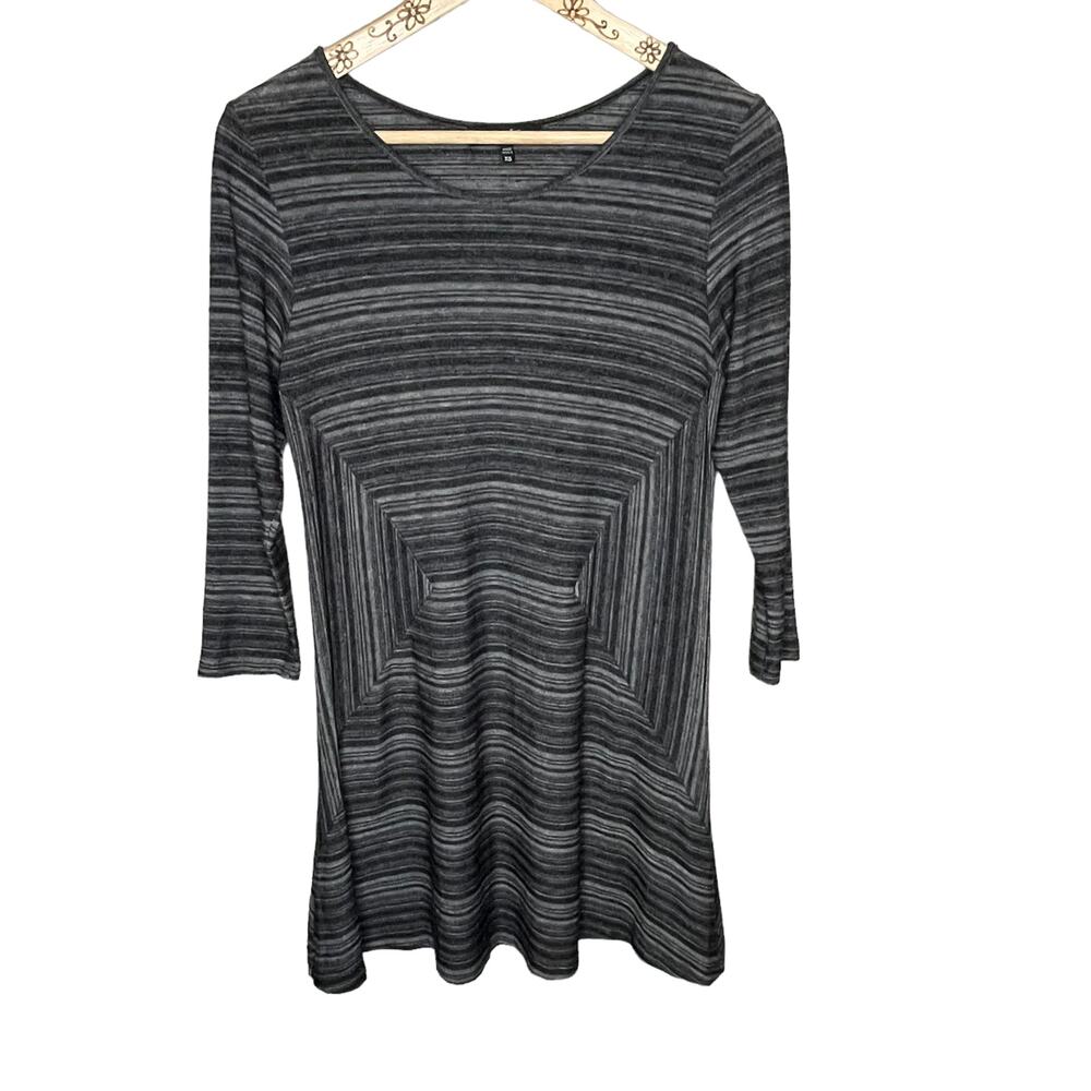Comfy USA Striped Tunic Top Gray Black Size XS